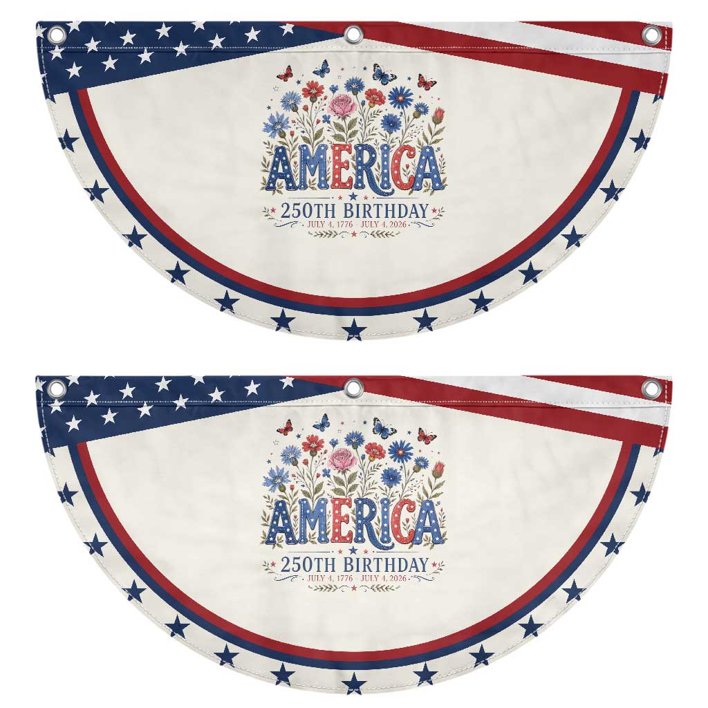 Floral 250th Anniversary Patriotic Fan Flag Wildflower Independence Day 250 Years Birthday 1776 2026