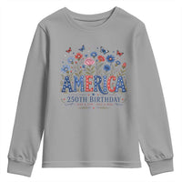 Floral 250th Anniversary Youth Sweatshirt Wildflower Independence Day 250 Years Birthday 1776 2026