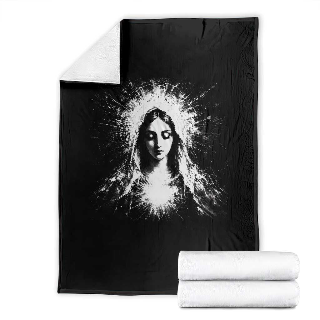 Catholic Virgin Mary Throw Blanket Vintage Marian Face Christian Our Lady