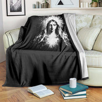 Catholic Virgin Mary Throw Blanket Vintage Marian Face Christian Our Lady