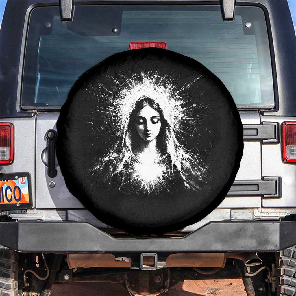 Catholic Virgin Mary Spare Tire Cover Vintage Marian Face Christian Our Lady