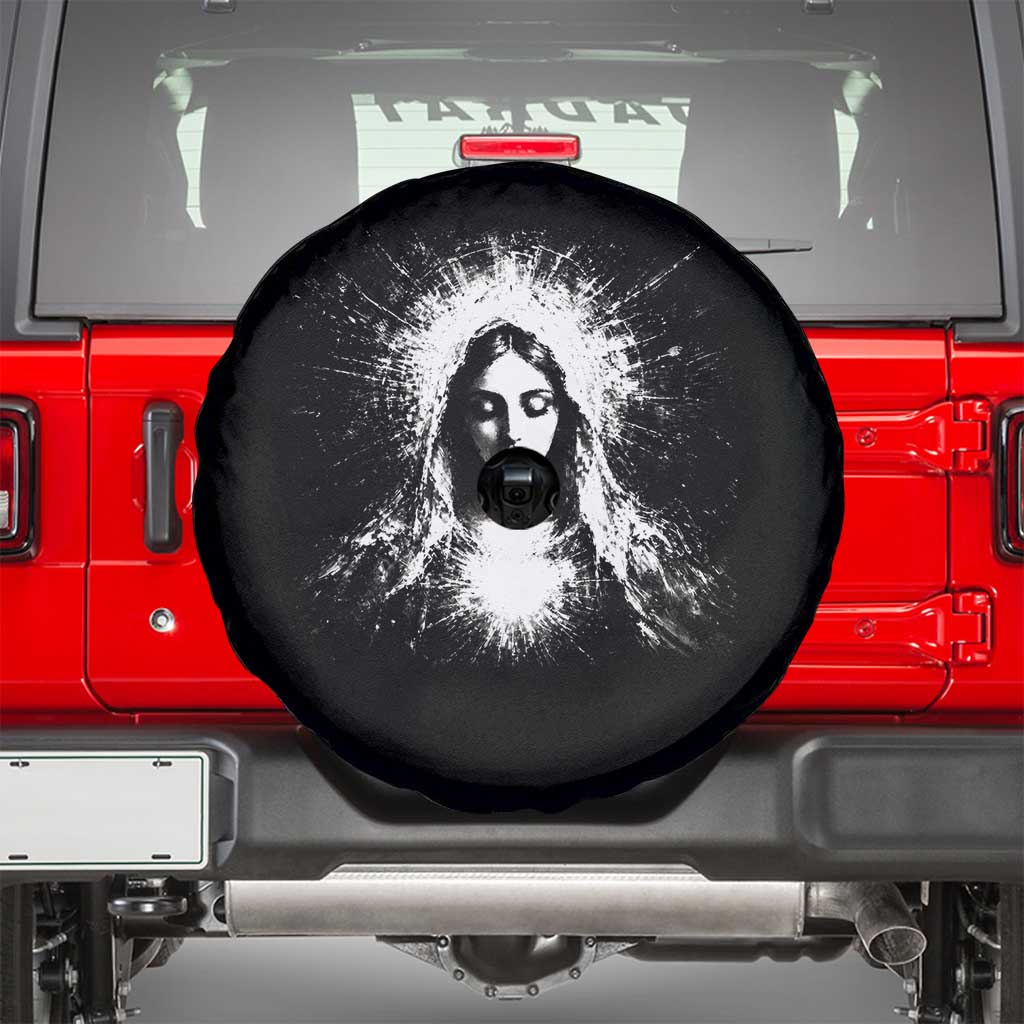 Catholic Virgin Mary Spare Tire Cover Vintage Marian Face Christian Our Lady