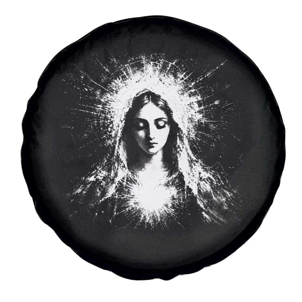 Catholic Virgin Mary Spare Tire Cover Vintage Marian Face Christian Our Lady