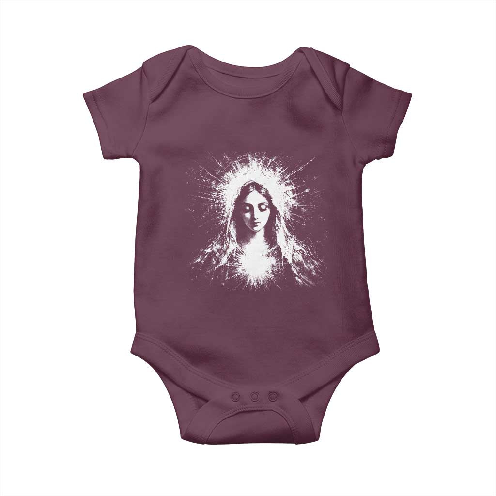 Catholic Virgin Mary Baby Onesie Vintage Marian Face Christian Our Lady