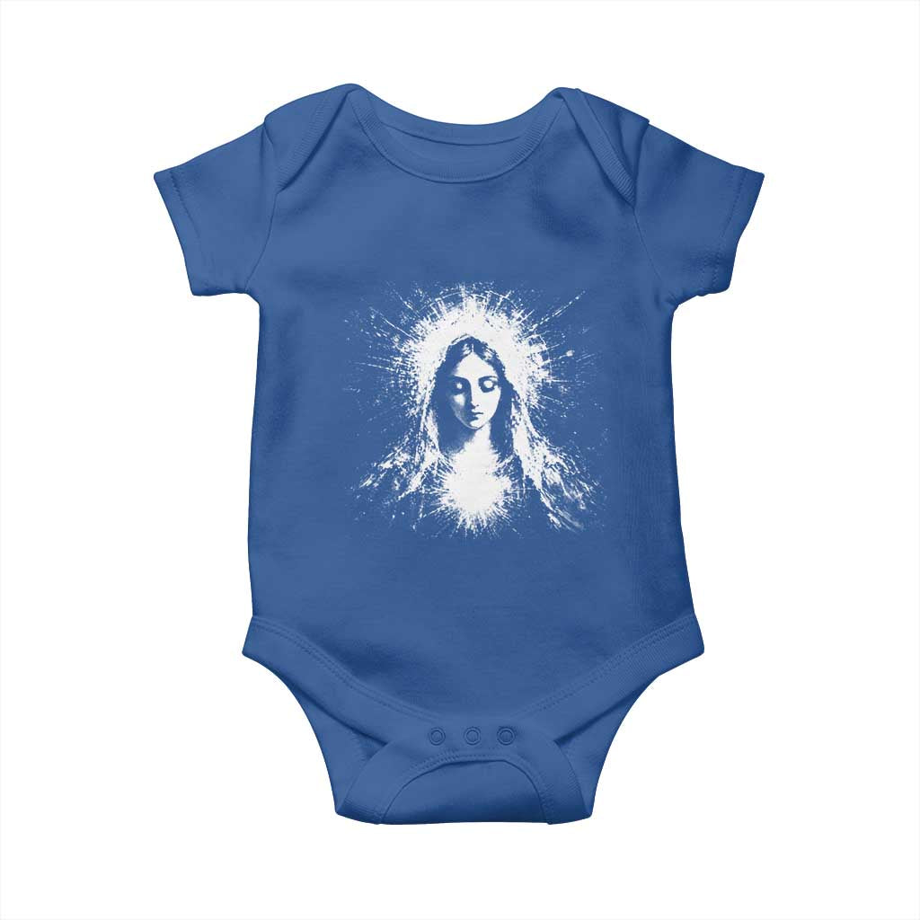 Catholic Virgin Mary Baby Onesie Vintage Marian Face Christian Our Lady