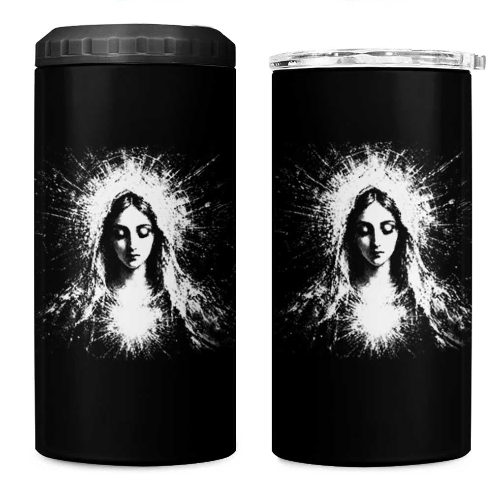 Catholic Virgin Mary 4 in 1 Can Cooler Tumbler Vintage Marian Face Christian Our Lady
