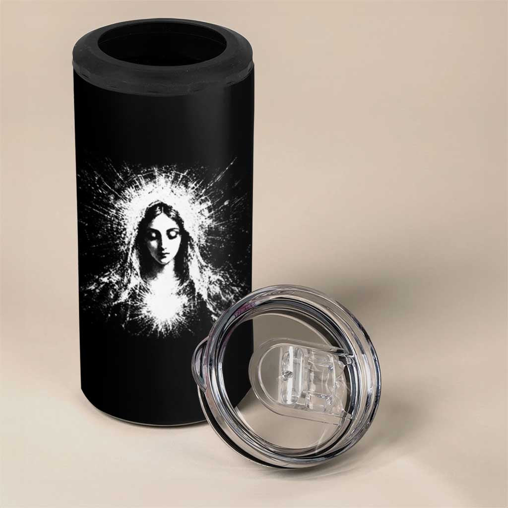 Catholic Virgin Mary 4 in 1 Can Cooler Tumbler Vintage Marian Face Christian Our Lady