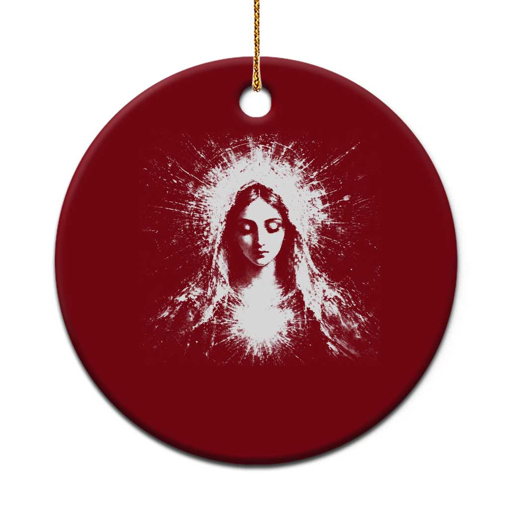Catholic Virgin Mary Ceramic Ornament Vintage Marian Face Christian Our Lady