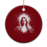 Catholic Virgin Mary Ceramic Ornament Vintage Marian Face Christian Our Lady