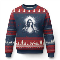 Catholic Virgin Mary Ugly Christmas Sweater Vintage Marian Face Christian Our Lady