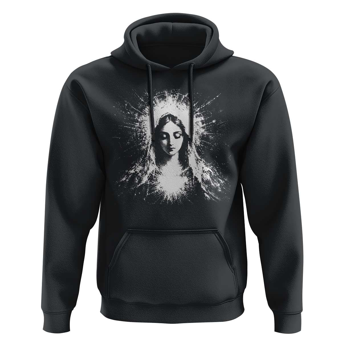 Catholic Virgin Mary Hoodie Vintage Marian Face Christian Our Lady