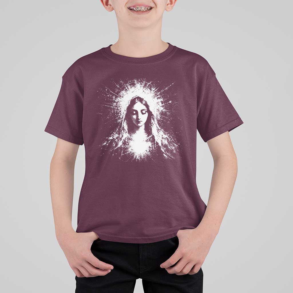 Catholic Virgin Mary T Shirt For Kid Vintage Marian Face Christian Our Lady