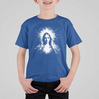 Catholic Virgin Mary T Shirt For Kid Vintage Marian Face Christian Our Lady