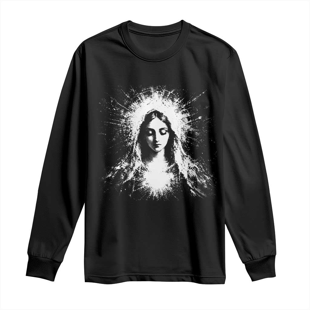 Catholic Virgin Mary Long Sleeve Shirt Vintage Marian Face Christian Our Lady