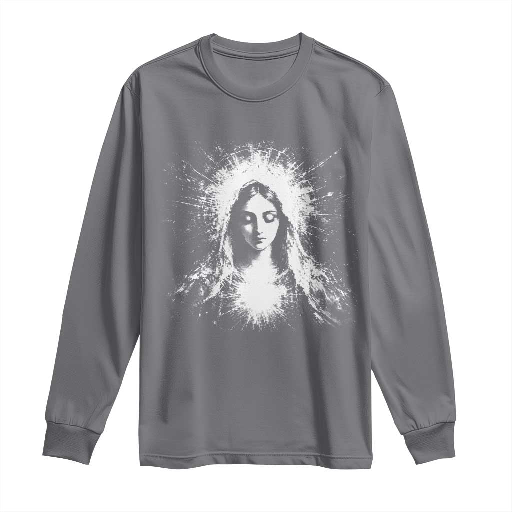 Catholic Virgin Mary Long Sleeve Shirt Vintage Marian Face Christian Our Lady