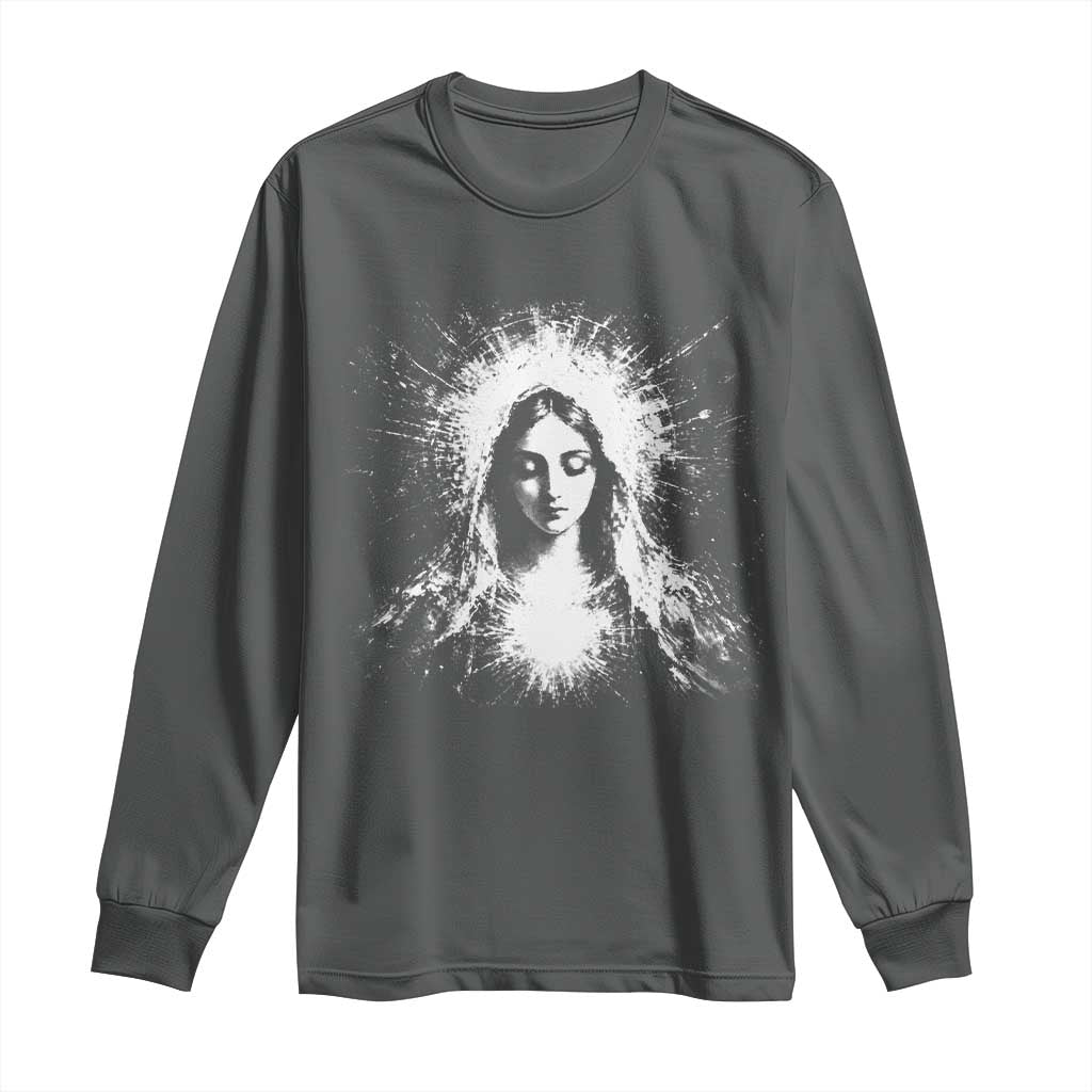 Catholic Virgin Mary Long Sleeve Shirt Vintage Marian Face Christian Our Lady