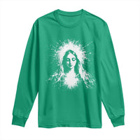 Catholic Virgin Mary Long Sleeve Shirt Vintage Marian Face Christian Our Lady