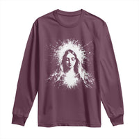 Catholic Virgin Mary Long Sleeve Shirt Vintage Marian Face Christian Our Lady