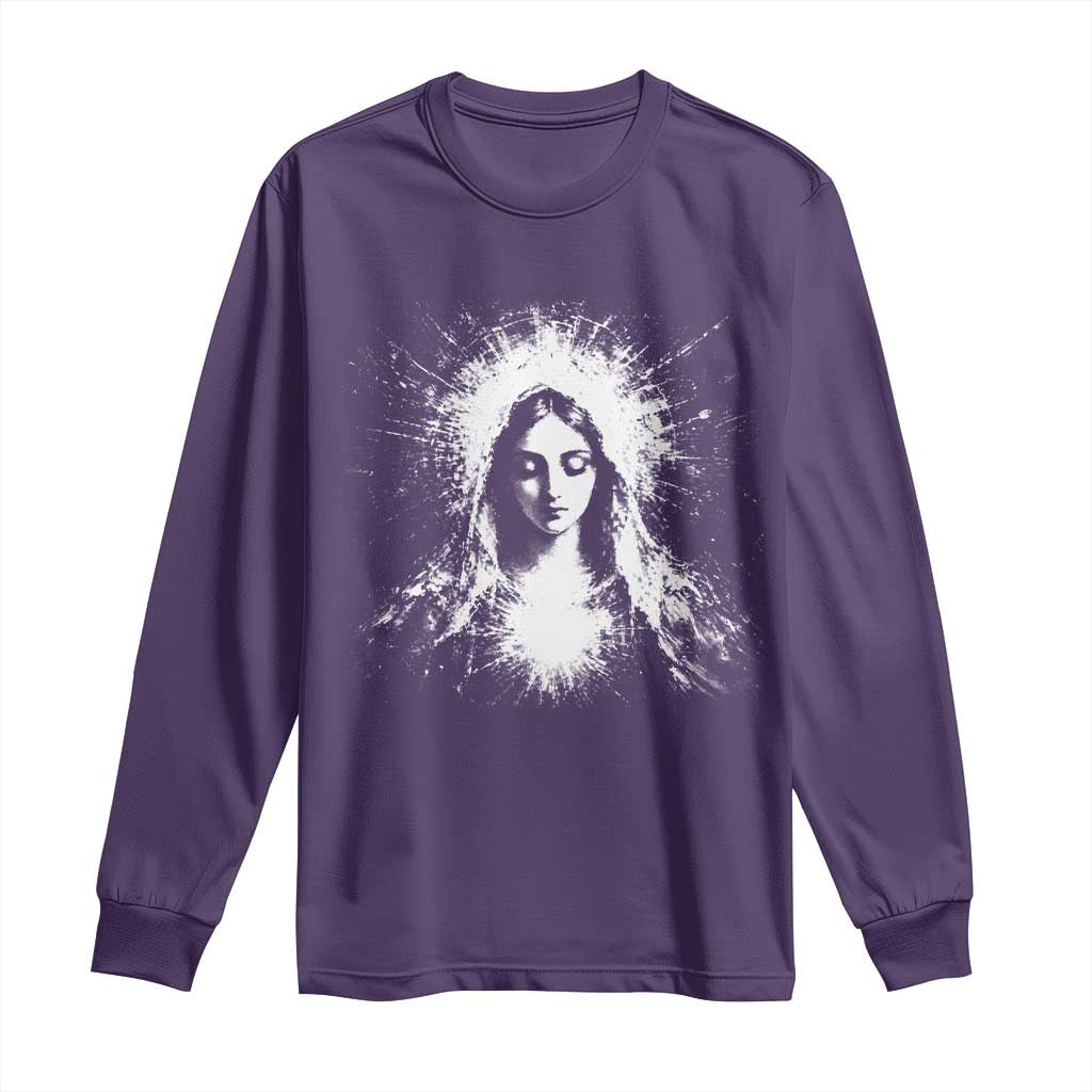 Catholic Virgin Mary Long Sleeve Shirt Vintage Marian Face Christian Our Lady