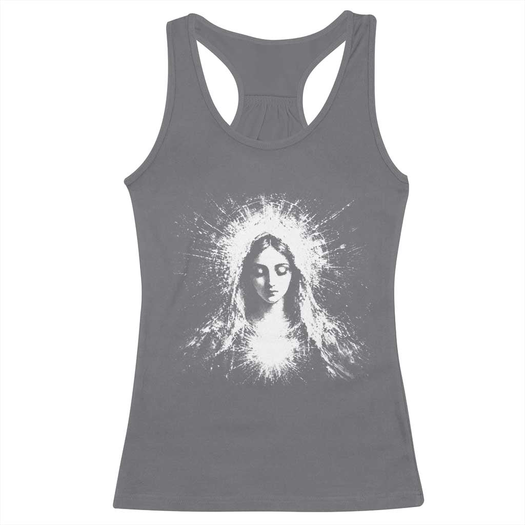 Catholic Virgin Mary Racerback Tank Top Vintage Marian Face Christian Our Lady