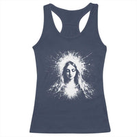 Catholic Virgin Mary Racerback Tank Top Vintage Marian Face Christian Our Lady