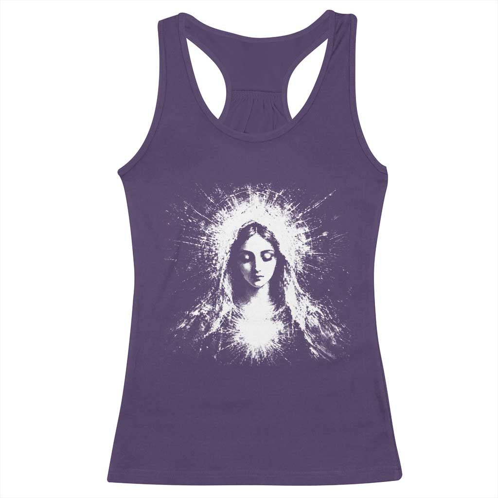 Catholic Virgin Mary Racerback Tank Top Vintage Marian Face Christian Our Lady