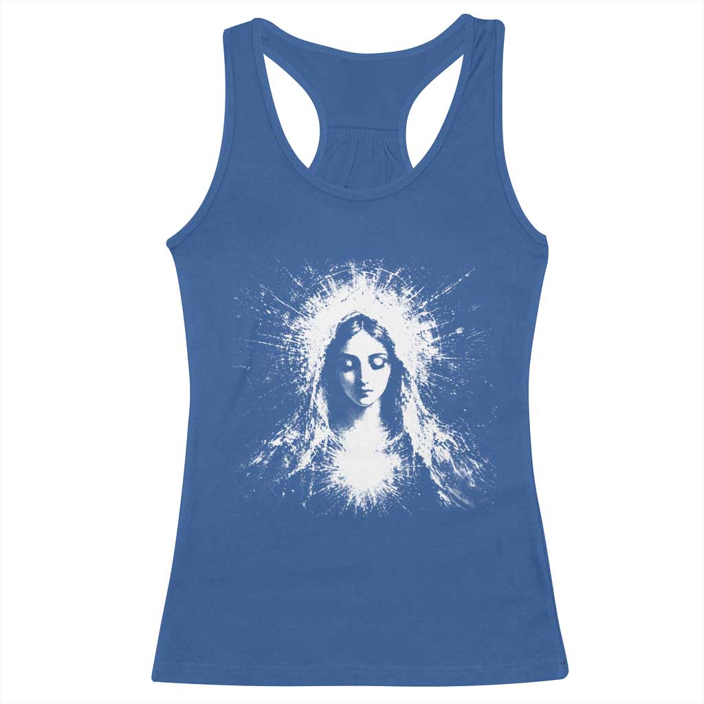 Catholic Virgin Mary Racerback Tank Top Vintage Marian Face Christian Our Lady