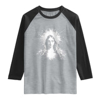 Catholic Virgin Mary Raglan Shirt Vintage Marian Face Christian Our Lady