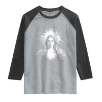 Catholic Virgin Mary Raglan Shirt Vintage Marian Face Christian Our Lady
