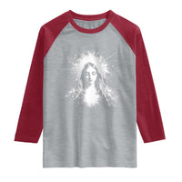 Catholic Virgin Mary Raglan Shirt Vintage Marian Face Christian Our Lady