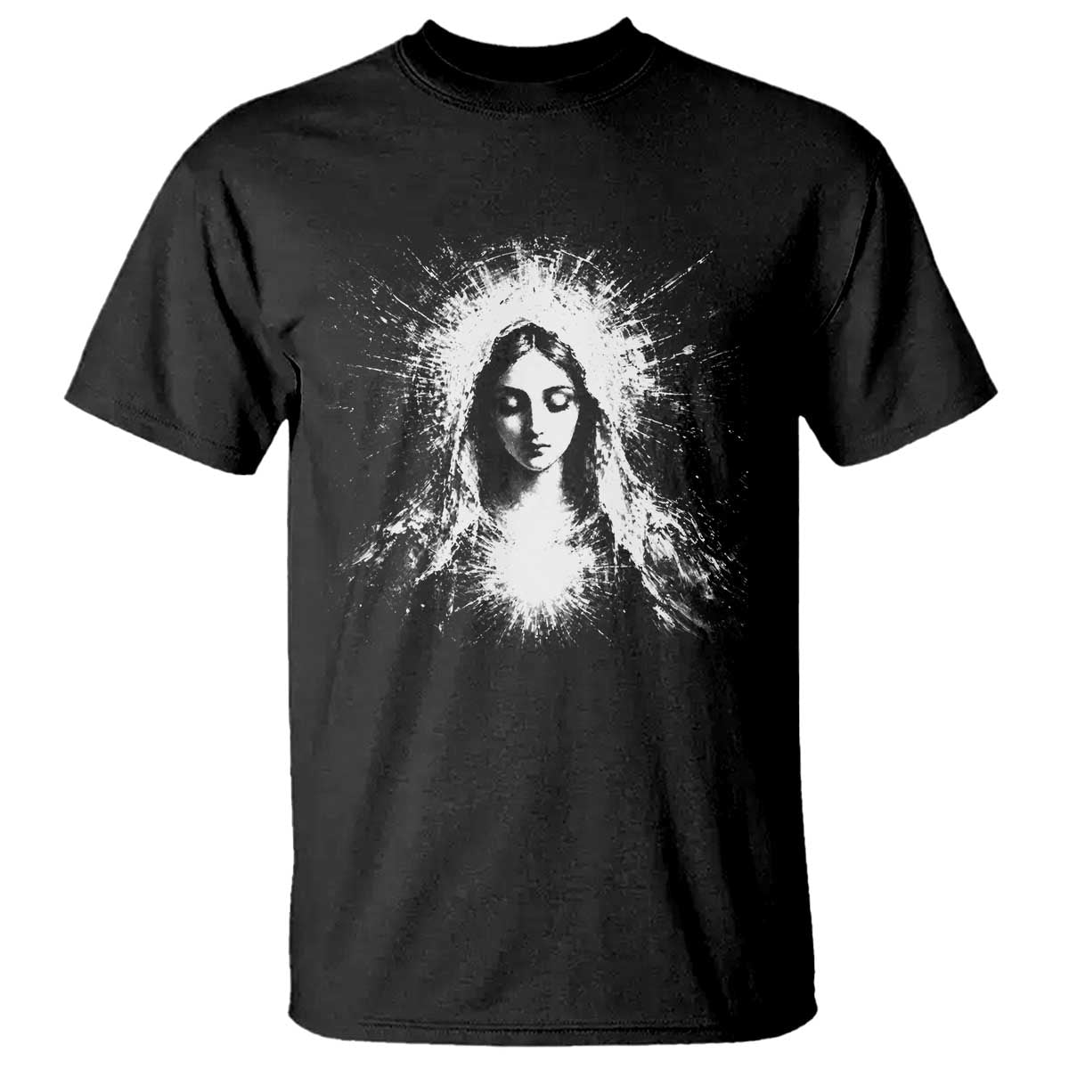 Catholic Virgin Mary T Shirt Vintage Marian Face Christian Our Lady