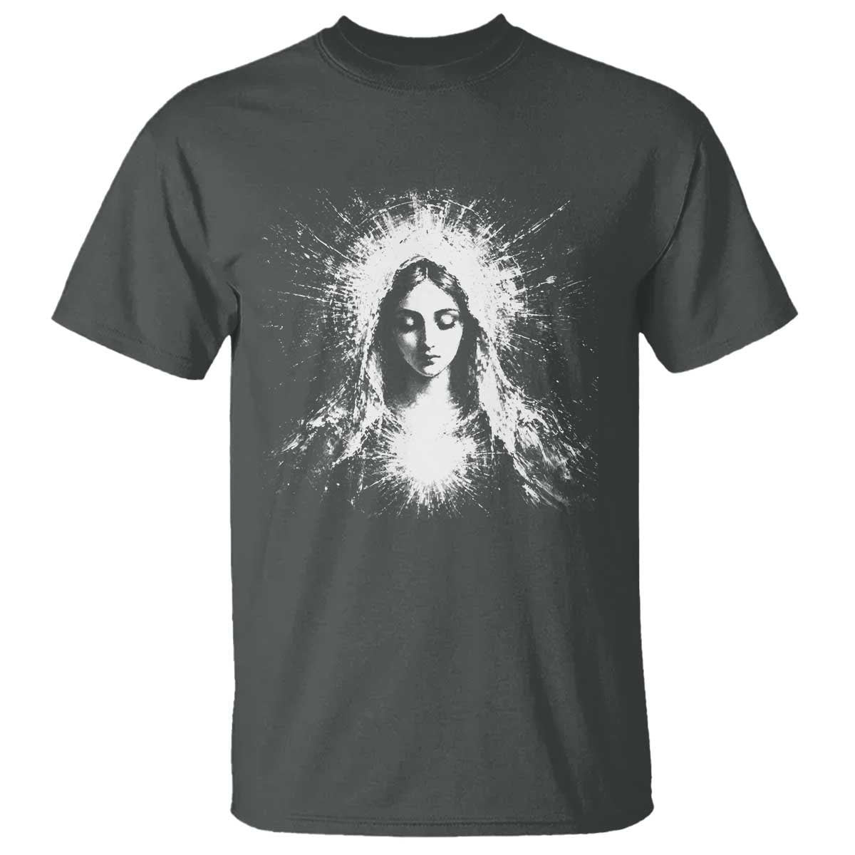 Catholic Virgin Mary T Shirt Vintage Marian Face Christian Our Lady