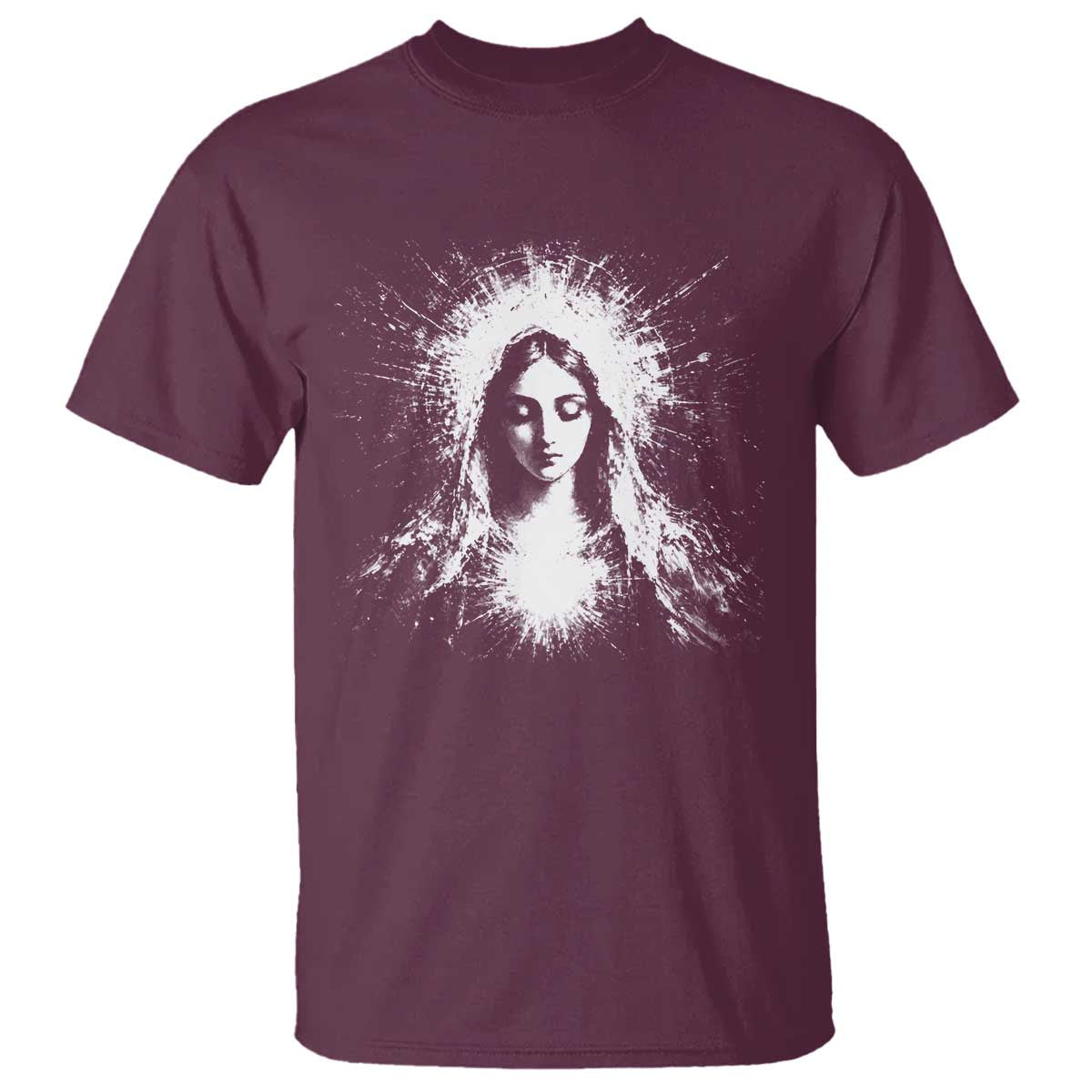 Catholic Virgin Mary T Shirt Vintage Marian Face Christian Our Lady