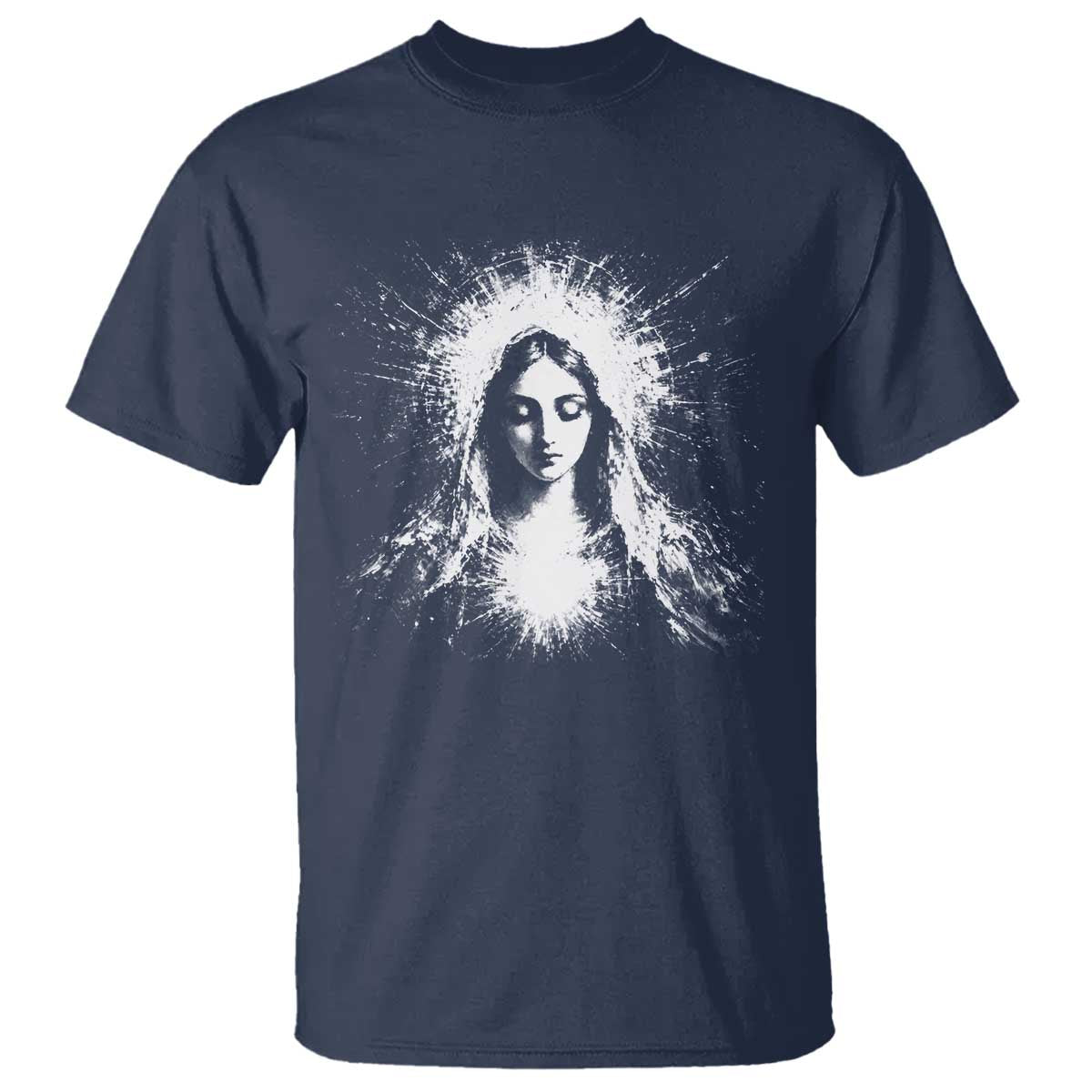 Catholic Virgin Mary T Shirt Vintage Marian Face Christian Our Lady