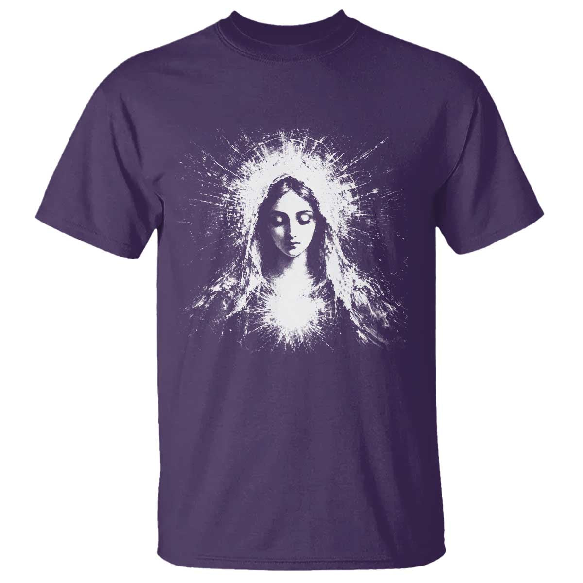 Catholic Virgin Mary T Shirt Vintage Marian Face Christian Our Lady