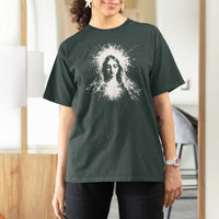 Catholic Virgin Mary T Shirt For Women Vintage Marian Face Christian Our Lady