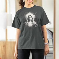 Catholic Virgin Mary T Shirt For Women Vintage Marian Face Christian Our Lady