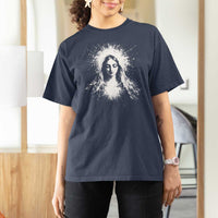 Catholic Virgin Mary T Shirt For Women Vintage Marian Face Christian Our Lady