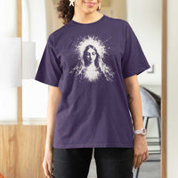 Catholic Virgin Mary T Shirt For Women Vintage Marian Face Christian Our Lady