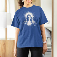 Catholic Virgin Mary T Shirt For Women Vintage Marian Face Christian Our Lady