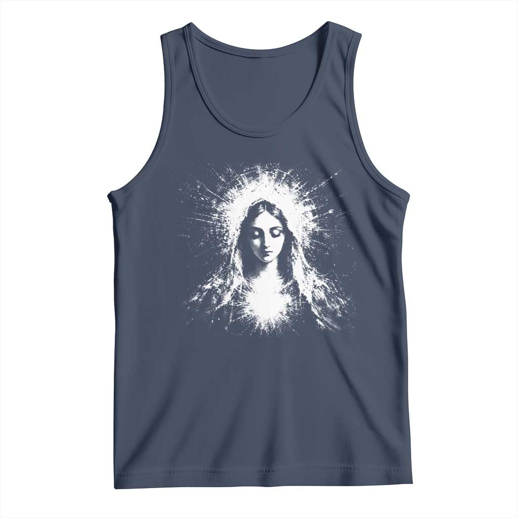 Catholic Virgin Mary Tank Top Vintage Marian Face Christian Our Lady