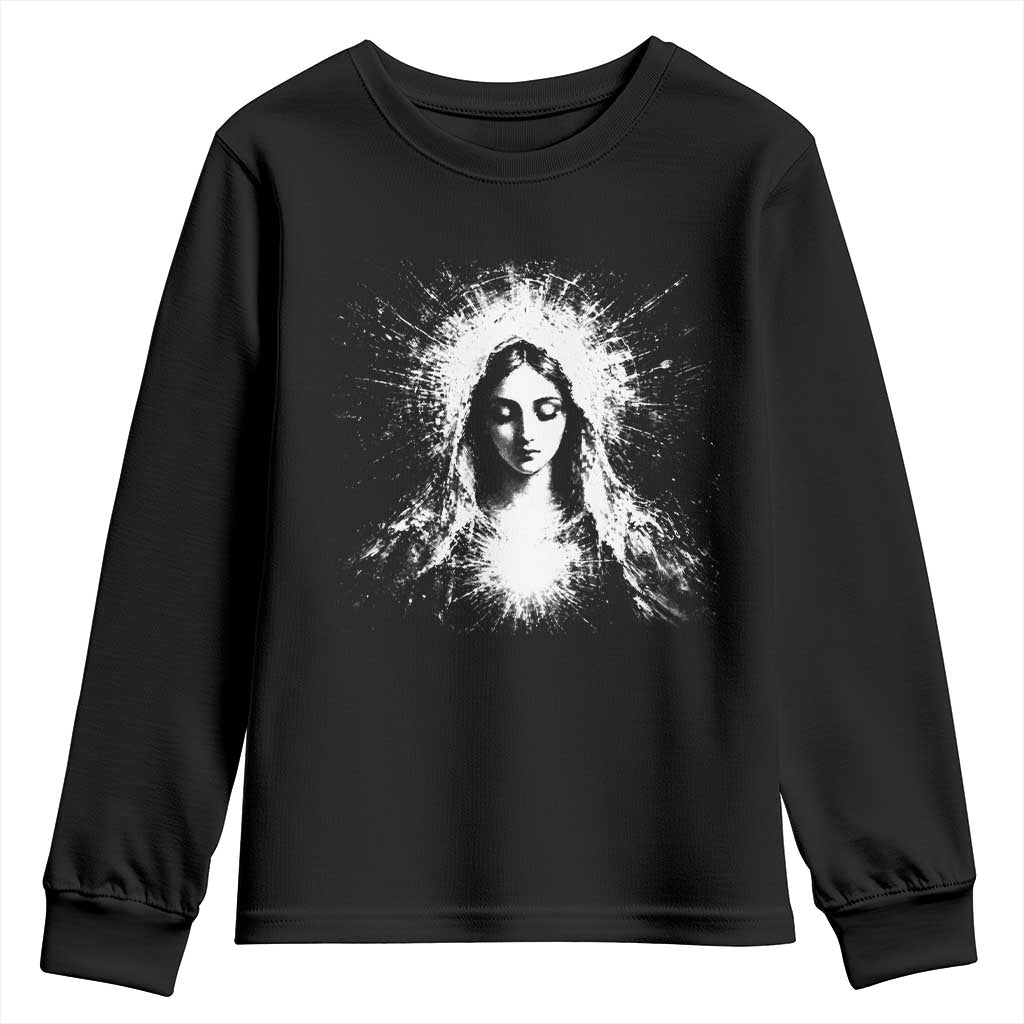 Catholic Virgin Mary Youth Sweatshirt Vintage Marian Face Christian Our Lady