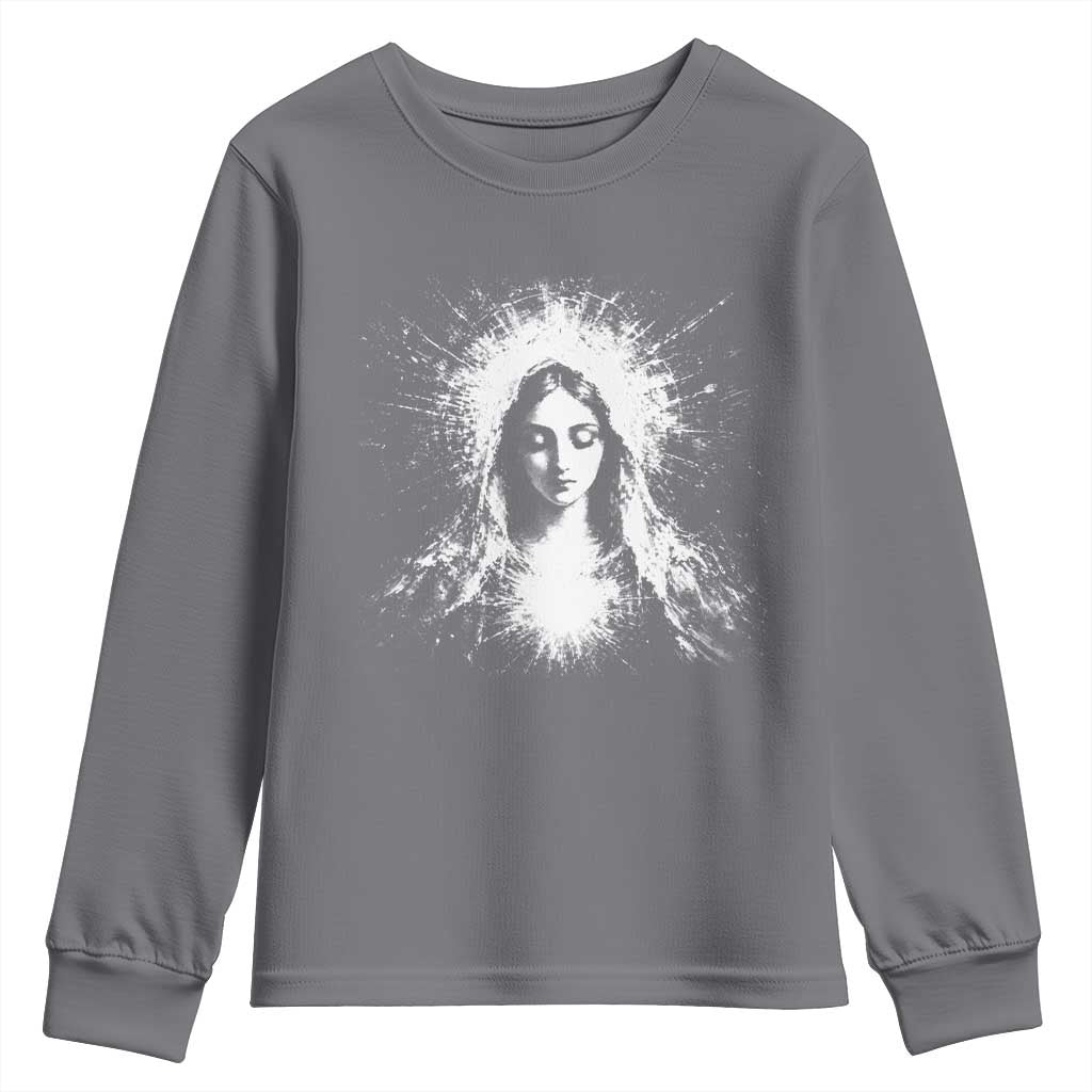 Catholic Virgin Mary Youth Sweatshirt Vintage Marian Face Christian Our Lady