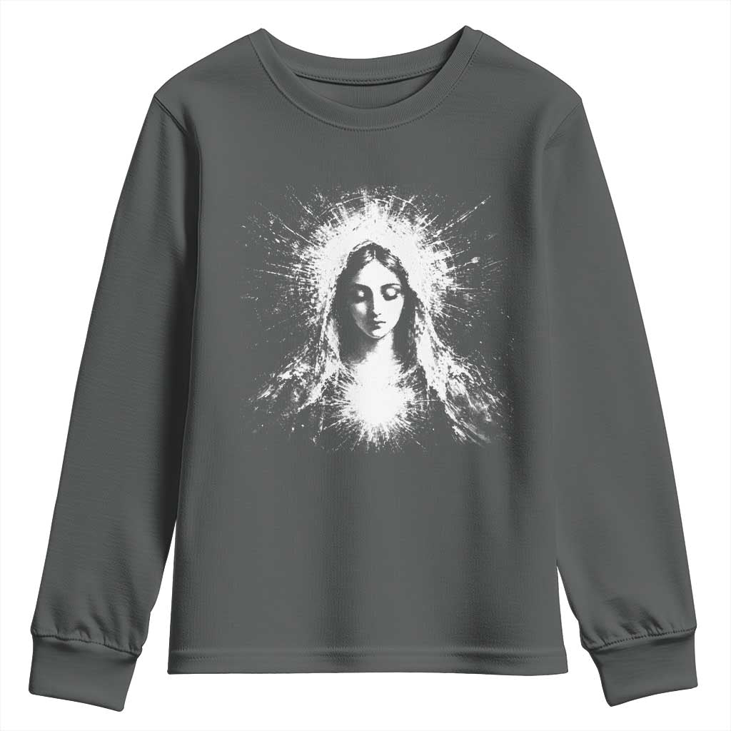 Catholic Virgin Mary Youth Sweatshirt Vintage Marian Face Christian Our Lady