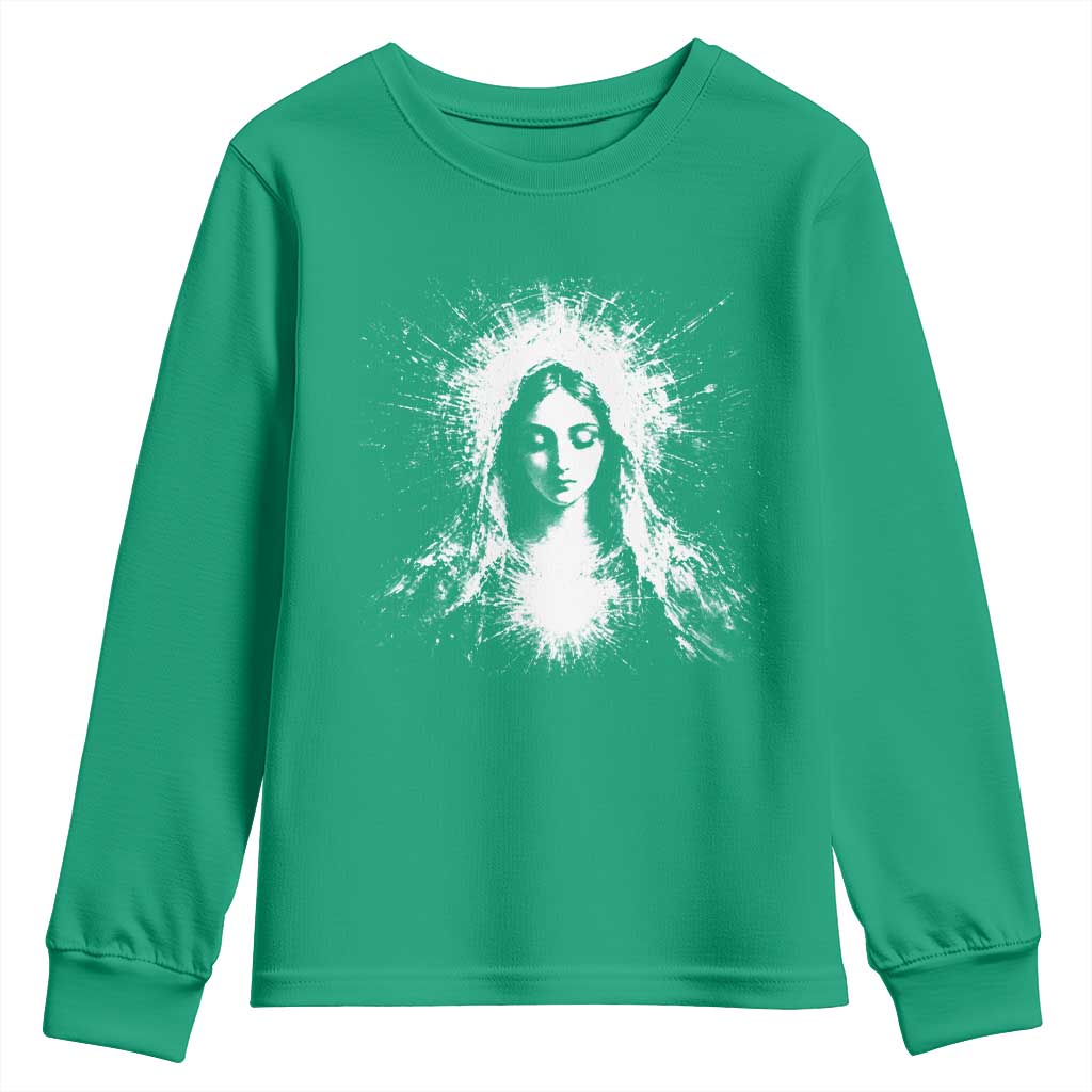 Catholic Virgin Mary Youth Sweatshirt Vintage Marian Face Christian Our Lady