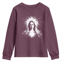 Catholic Virgin Mary Youth Sweatshirt Vintage Marian Face Christian Our Lady