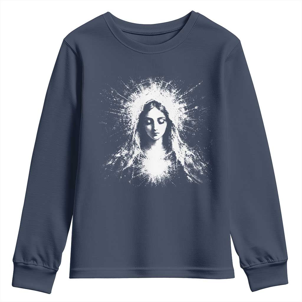 Catholic Virgin Mary Youth Sweatshirt Vintage Marian Face Christian Our Lady