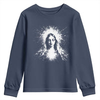 Catholic Virgin Mary Youth Sweatshirt Vintage Marian Face Christian Our Lady