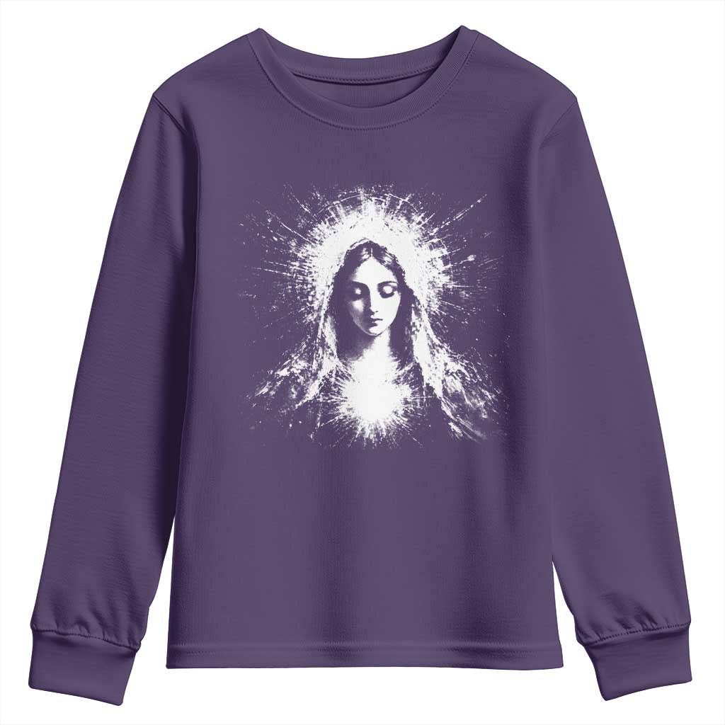 Catholic Virgin Mary Youth Sweatshirt Vintage Marian Face Christian Our Lady