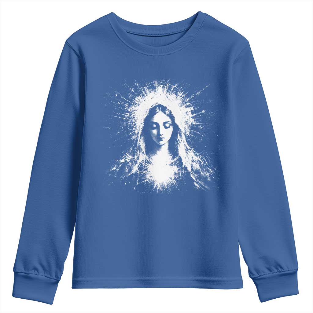 Catholic Virgin Mary Youth Sweatshirt Vintage Marian Face Christian Our Lady